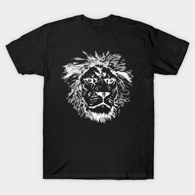 Lion Face Head Hand Drawn Big Cat Cool Zoo Animals T-Shirt by Nassif